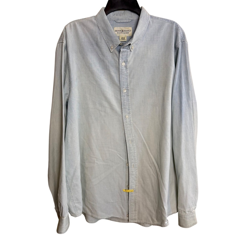 Denim & Supply Ralph Lauren Casual Button Down Shirt Light Blue XXL Cotton